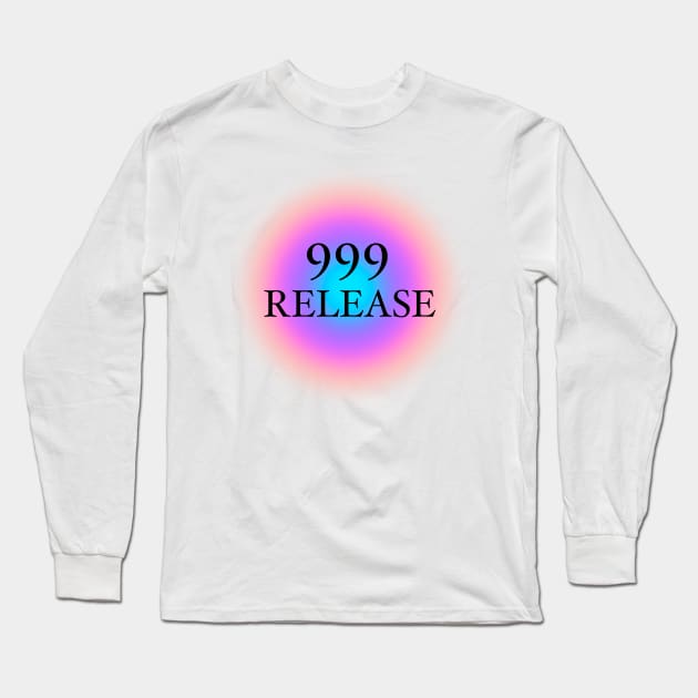 999 Angel Numbers Release Glowing Aura Long Sleeve T-Shirt by Scarlett Blue